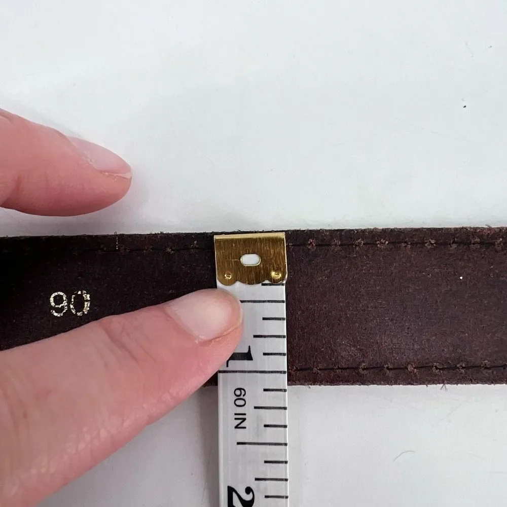 Vintage Women's Real Leather Stitch Point Adjustable Buckle Belt‎ Brown One Size
